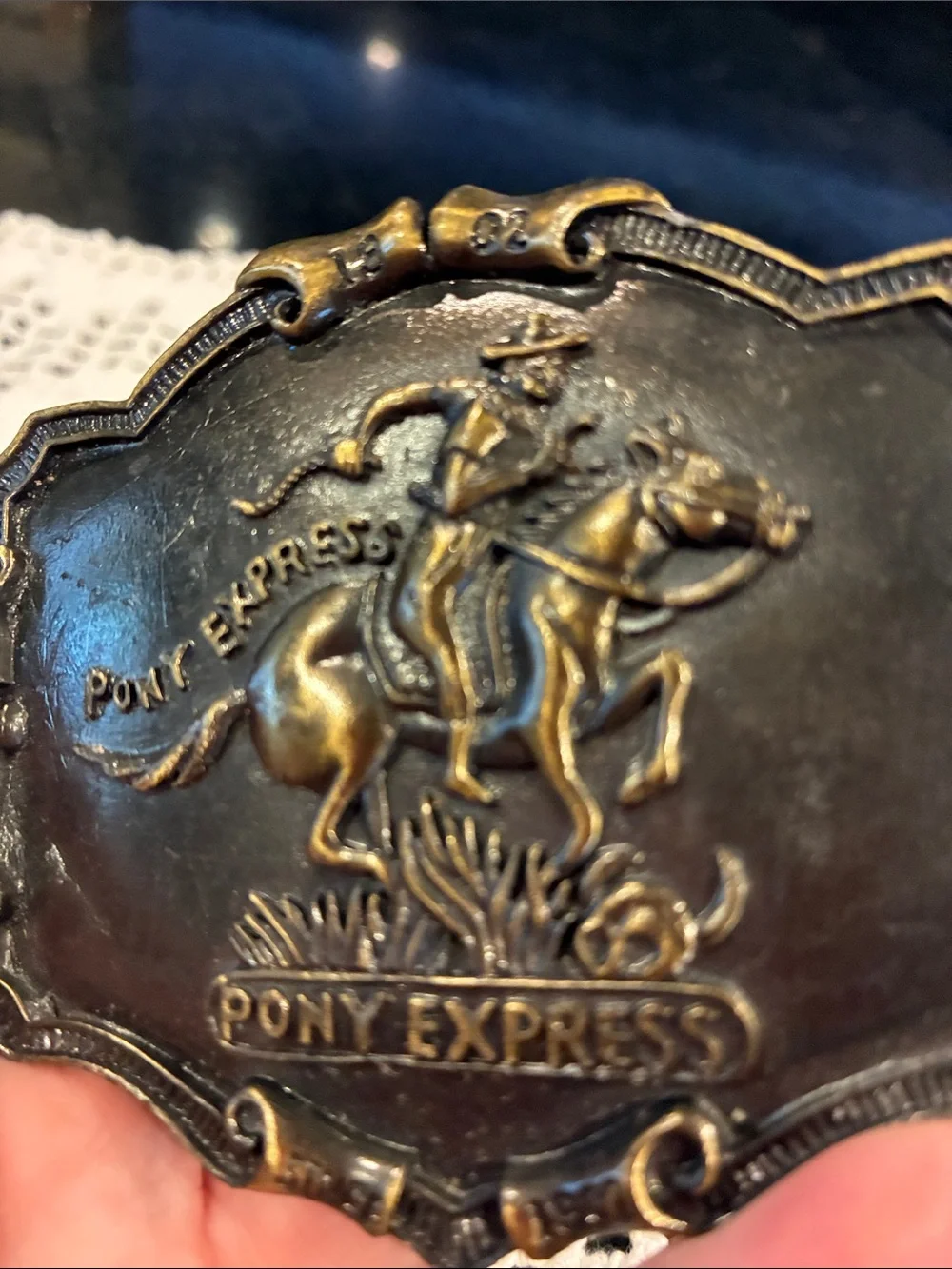 Express Pony Express Brass-Tone Belt Buckle